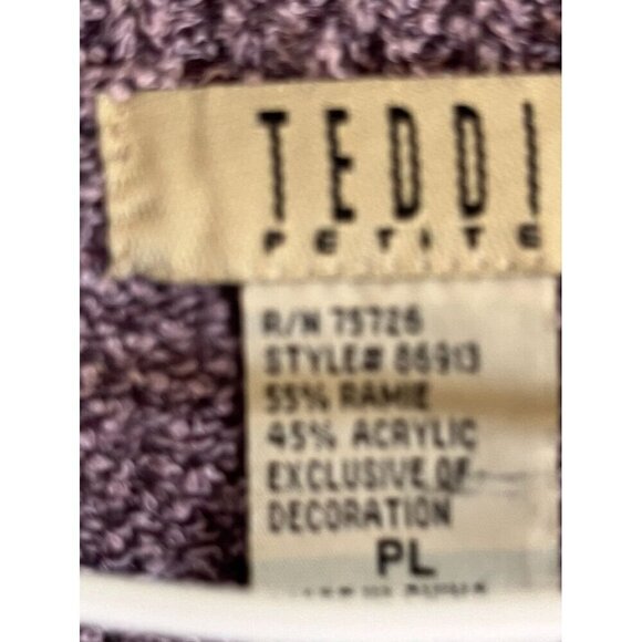 Vintage Floral Knit Sweater LP Purple Embroidery Boho Retro Classic Chic Western - Picture 2 of 11